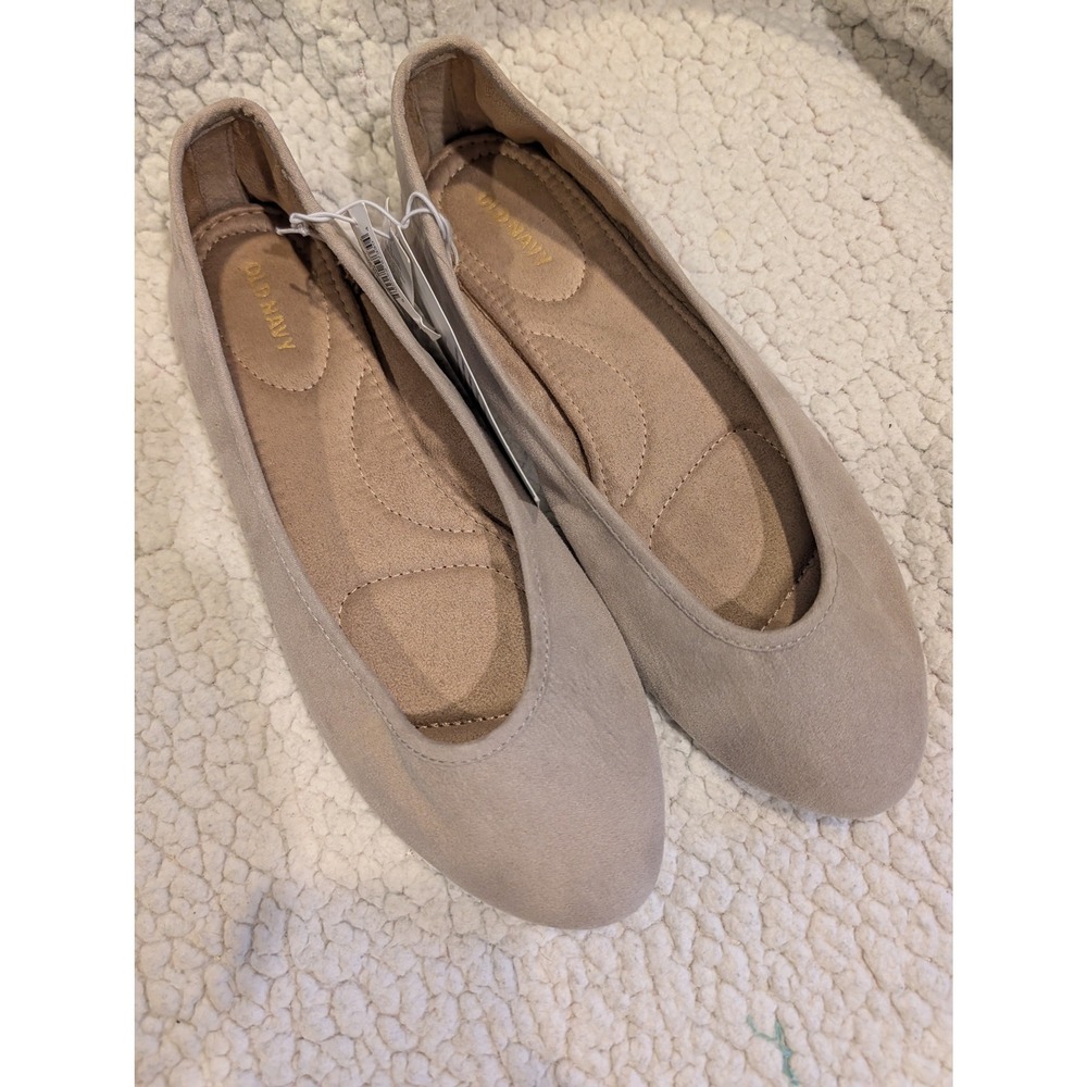 Old Navy Womens Almond Toe Ballet Flats Light Taupe Memory Foam Size 9 NEW
